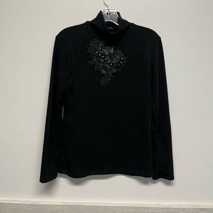 Zara Embellished Turtleneck Sweater Top L